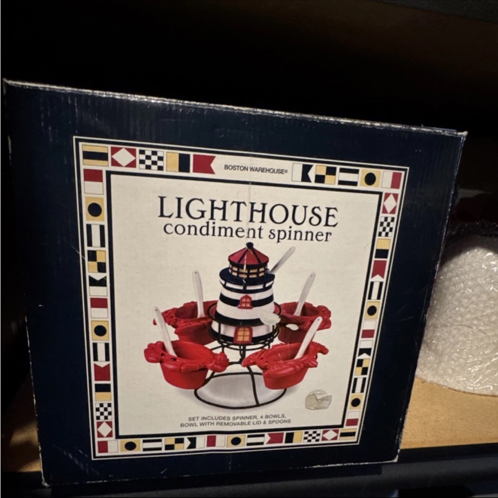 Boston Warehouse Lighthouse Condiment Spinner - Red & White